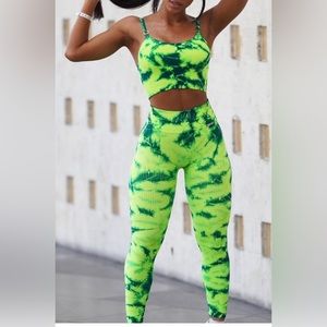 Bombshell Sportswear neon green Tie Dye legging - XS/S
